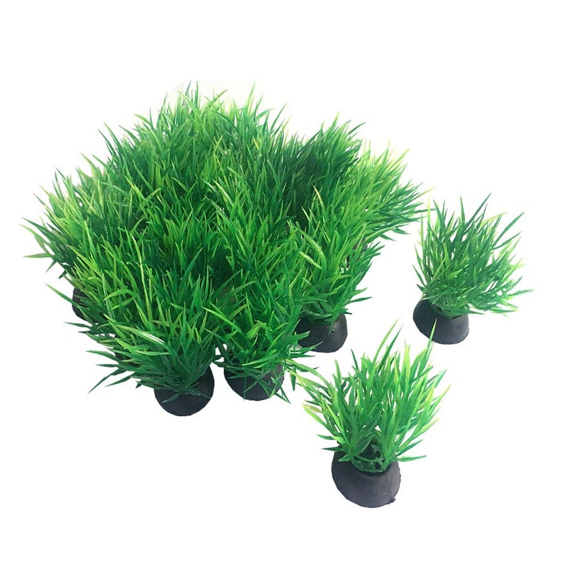 Smoothedo-Pets Aquarium Plant Fish Tank Decoration 20 Pieces Small/1" Tall Plastic Artificial Plant Goldfish Hidden Mini Grass Set (Green-C) - Image 1